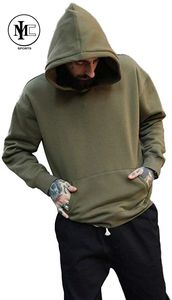 Venta al por mayor de ropa deportiva para hombre hoodi 2021 ropa de invierno personalizada Heavy French Terry Fleece pulóver sudaderas con capucha logotipo personalizado bordado hombres pulóver sudaderas con cremallera y Jogger 2 piezas - Product Image 2