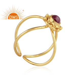 เครื่องประดับอัญมณีทับทิมธรรมชาติแหวนชุบทองสำหรับผู้หญิงคอลเลกชันคลาสสิก - Product Image 2