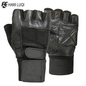 Vente en gros de gants de gymnastique d'haltérophilie poignées de protection des mains crochets sangles d'entraînement paume en cuir manchettes rembourrées en néoprène - Product Image 4