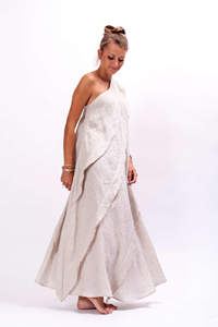 ผู้หญิงล่าสุดสีขาวยาวเอวสูงสไตล์ Slit ชุด100% ผ้าลินินชุดใหม่สไตล์ชุดผ้าลินิน - Product Image 3