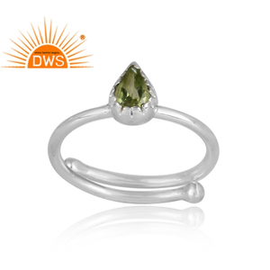 ธรรมชาติสีเขียว Peridot พลอยผู้หญิงแหวนเครื่องประดับผู้ค้าส่ง925สเตอร์ลิงลูกแพร์รูปร่างแหวนเครื่องประดับผู้ผลิต - Product Image 2