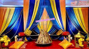 Необычный красочный фон для сцены Менди, занавески, удивительные занавески Sangeet для ночного фона, индийские свадебные цветные фоны