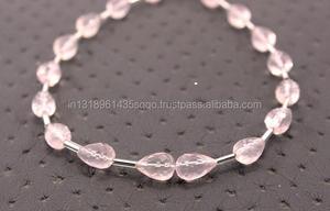 Cuentas de Briolette con forma de lágrima, 21 unidades, pequeñas y facetadas, piedras preciosas naturales de cuarzo rosa para pulsera, collar, joyería - Product Image 3