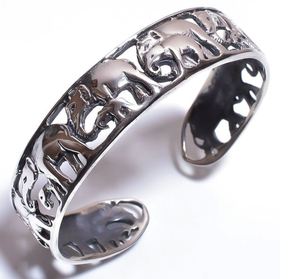 Conception d'éléphant traditionnel de haute qualité Rajasthani plaine solide 925 en argent Sterling fait à la main bracelet bijoux Paraiso IGI - Product Image 2