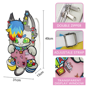 Женский рюкзак на заказ с изображением кошки и прозрачного окна - Product Image 4