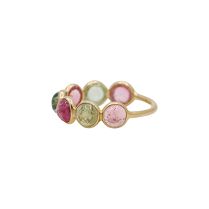 Gema de turmalina multicolor Natural de alta calidad, anillos hechos a mano de oro amarillo sólido de 18k, joyería para venta al por mayor - Product Image 3