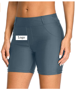 กางเกงขาสั้นเอวสูงสำหรับผู้หญิง,กางเกงขาสั้นว่ายน้ำมีกระเป๋าผ้าคุณภาพสูงและขายส่ง - Product Image 4