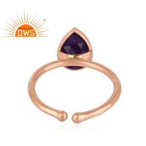 Bague en argent Sterling plaqué or Rose 18K, vente en gros, bijoux pour femmes, pierre précieuse violette, Aventurine, possibilité de vente en gros - Product Image 3