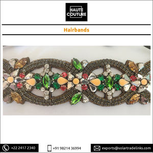 Fabriqué en Inde Pierres Opaques Fait Festive Wear Bandeau Brodé À La Main Citrine Forme Festonnée Bandeaux De Mode Pour Les Filles - Product Image 5