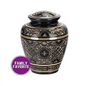 Urns สำหรับขี้เถ้าสูงเกรดมนุษย์ทองเหลืองสีดำและ Golden ใน; 34648 10นิ้ว Modern Plain,พิมพ์ผู้ใหญ่รอบอินเดีย SAMOVAR ส่งออก - Product Image 6