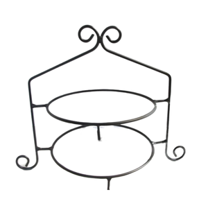 Présentoir de nourriture rond pliable en métal pour décoration de Table de mariage finition noire support d'assiette de cuisine moderne à deux niveaux personnalisé - Product Image 3