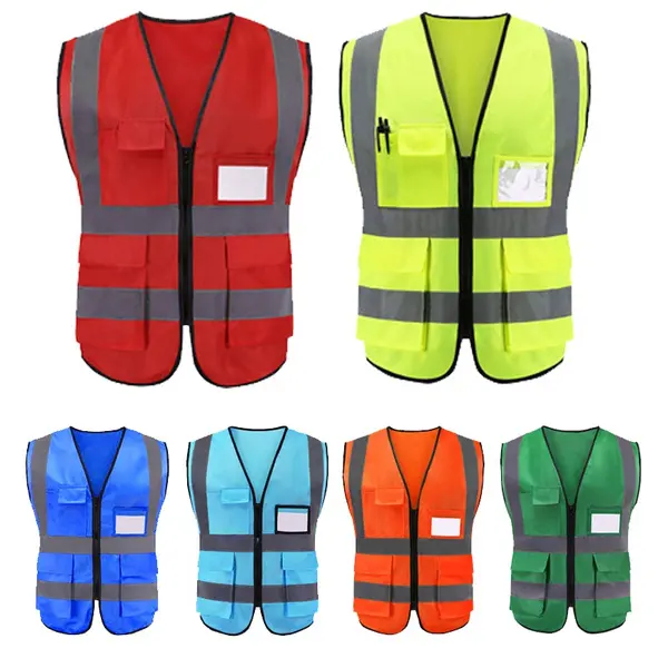 Gilet di sicurezza ad alta visibilità a 6 colori gilet di sicurezza gilet di sicurezza con cerniera giacca riflettente sport all'aperto