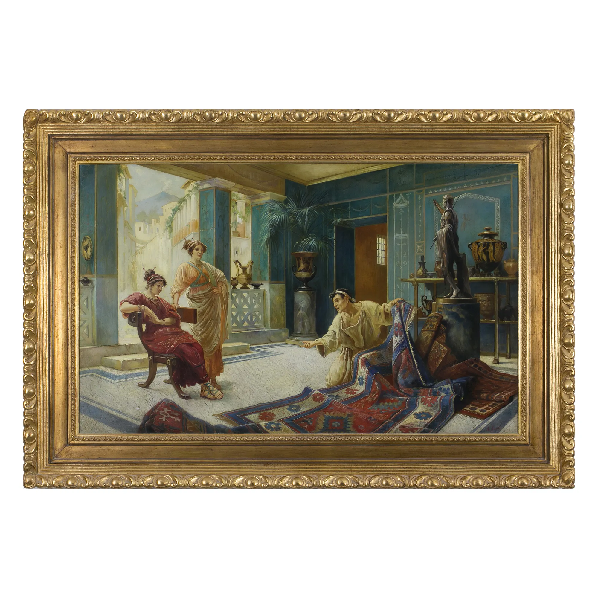 Ручная работа Сделано в Италии картина маслом на холсте Классическая Картина продавец ковров в Помпеи Настенный декор Анжело гранати