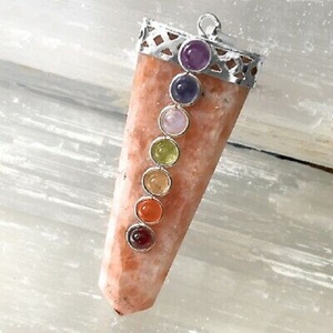 Beautiful High Quality Natural Crystals Sun Stone Chakra Flat pendants wholesale Gemstone Pendants Pendants ;Wholesaler - Product Image 4