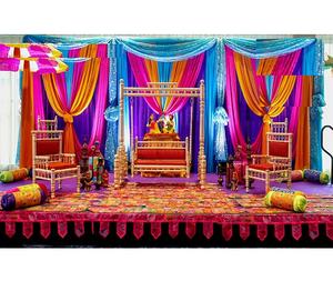 Décoration de balançoire de mariage asiatique Mehndi Sangeet Ensemble de balançoire de mariage coloré en bois vibrant Sankheda Swing UK - Product Image 1