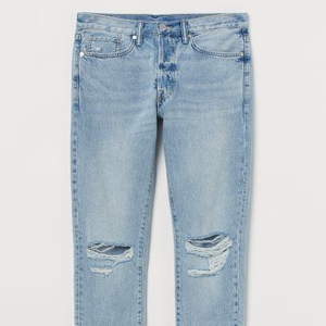 กางเกงยีนส์ลำลองยี่ห้อแท้ ระบายอากาศ กันน้ำ ผ้าเดนิมฟอก 100% ผ้าฝ้าย น้ำหนักเบา แฟชั่น กางเกงขาด - Product Image 1