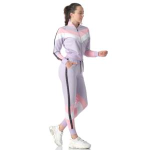Top quality women custom color fabric stylish long sleeve zipper hoodie with track <b>pants</b> sweat suit set - Product Image 3