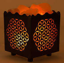 Cesta de hierro Lámpara decorativa Tallada Rosa Sal del Himalaya Ecológico Feng Shui Pirámide Cuenco Flor Amor Estilos-Artesanías naturales - Product Image 4