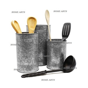 Porte-couverts galvanisé au design tendance avec poignée en bois, qualité supérieure, forme ronde, porte-couverts en Inde - Product Image 5