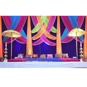 Moderno Sangeet noche escenario telón de fondo cortinas brillante y colorido boda y Mehndi evento telones de fondo increíble para decoración de escenario - Product Image 1
