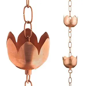 厂家装饰天然纯铜雨链，用于花园金属郁金香杯子雨链，价格便宜