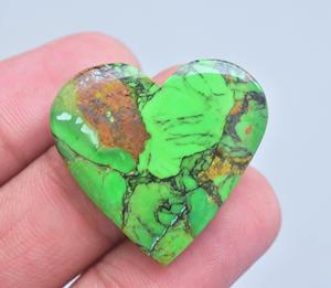 Cabujón de corazón turquesa de cobre, gema en forma de corazón turquesa, cabujón turquesa con gema de cobre - Product Image 4