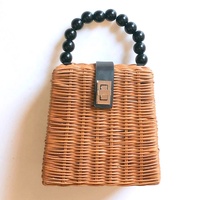 Sac fourre-tout pour femme en jacinthe d'eau tressée à la main, couleur naturelle, grande taille, style décontracté, avec deux poignées, fermeture ouverte, forme en lin