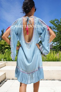 Rayon Seaboard Style Embroidered <b>Boho</b> Chic Women's <b>Summer</b> <b>Dress</b> Floral Light 6XL Lace Breathable Less Sexy Short Beach Long - Product Image 2