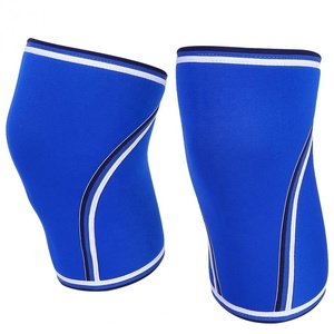 Genouillères de musculation personnalisables 5MM, bleues, élastiques, pour hommes, couleur unie, polyester, soutien et compression. - Product Image 1
