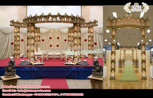 Exclusiva boda aspecto de madera FRP Mandap tradicional hindú boda fibra Mandap Fiji boda real cuadrado fibra Mandap conjunto EE. UU. - Product Image 6