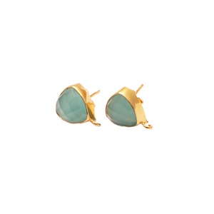 Laiton Or Bijoux Aqua Calcédoine Pierres Précieuses Boucles D'oreilles À La Main Papillon Push Back Résultats Plaqué Charme Style pour Cadeaux - Product Image 1