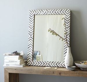 Bone Inlay rectangular mirror (Dark <b>grey</b>) - Product Image 1