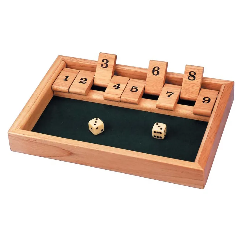 ปิดกล่องคลาสสิกคณิตศาสตร์เกมไม้ในร่มเล่นเกมหมายเลข9ปิดประตูสำหรับตกแต่งบ้านและ Gifting เกมลูกเต๋า