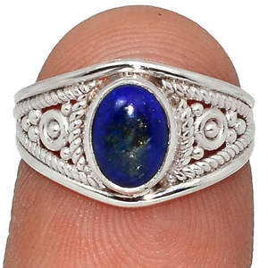 Handmade 925 Solid Sterling Silver <b>Ring</b> for Women Natural <b>Lapis</b> <b>Lazuli</b> Healing Gemstone Classic Style for Weddings and Parties - Product Image 1