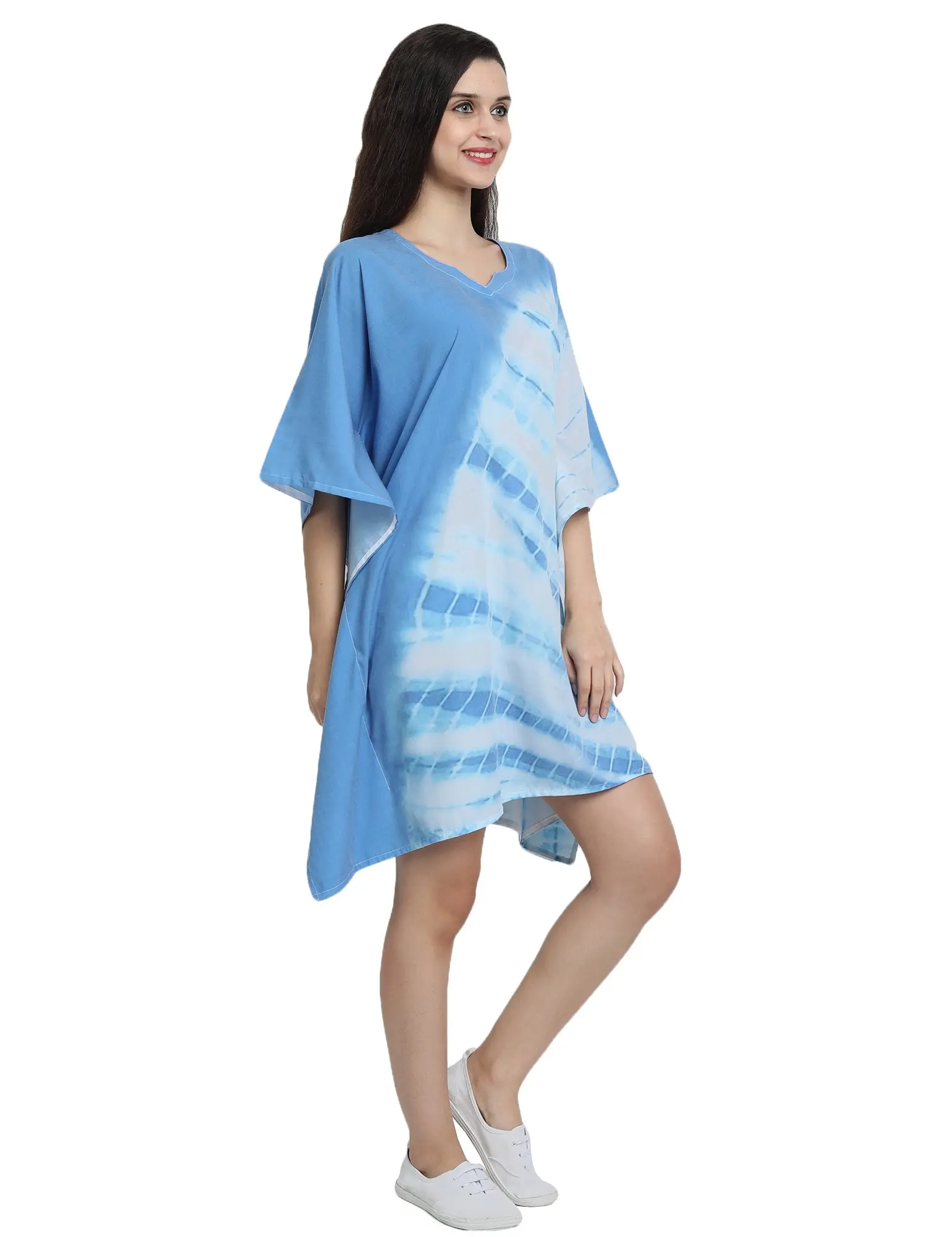 무료 크기 도매 여성 인쇄 코튼 넥타이 염료 Kaftan Caftan