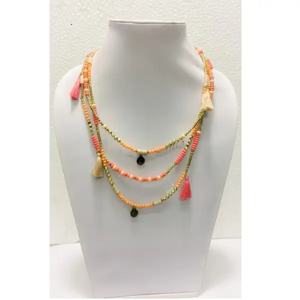 Latest design beads necklace acrylic seed bead necklace