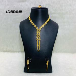 Ensemble de collier plaqué or d'un gramme Motif numérique floral Boîte légère Chaîne en laiton Style religieux tendance Mariages Fêtes - Product Image 1