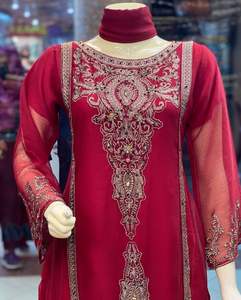 Diseñador Readymade Ladies Summer Shalwar Kameez para fiestas Organza bordada y trajes de red en estilo pakistaní" - Product Image 3