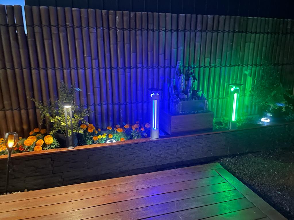 2021 Newest Solar pillar light Voice Control 3w Bollard Light Waterproof RGB Aluminum Outdoor Led housing bollard Lighting