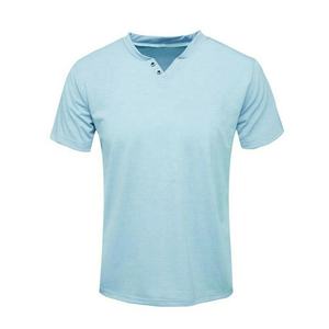 Camiseta deportiva 100% de algodón para hombre, camiseta blanca transpirable con cuello en V - Product Image 1