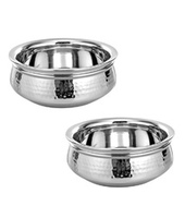 Bol de service indien en acier, cuivre, acier inoxydable martelé, plats indiens, vaisselle, kadai, woks, ustensiles de cuisine, cuisiner et servir