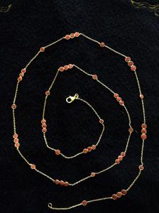 Collar multicapa de plata de ley chapada en oro con gemas de Coral italiano Natural, 925, cadena de 90 centímetros de largo - Product Image 2