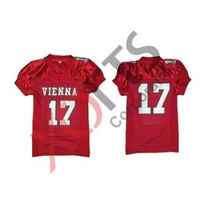 Maillot de football en maille spandex rouge personnalisé numéro de nom d'équipe brodé respirant imprimé grande taille caractéristique vêtements de football américain - Product Image 1