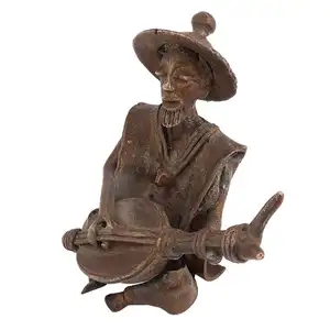 Handgemachte antike Messing authentische afrikanische Musiker spielen Gitarren skulpturen Figur Statue Statue Stücke Dekor Geschenk artikel