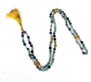 Collar Unisex de Cuentas Mala de 8mm con Nudos, Estilo Bohemio, Fluorita Arcoíris y Citrino, Tendencia 2023, con Certificado de Terceros, Curativo - Product Image 6