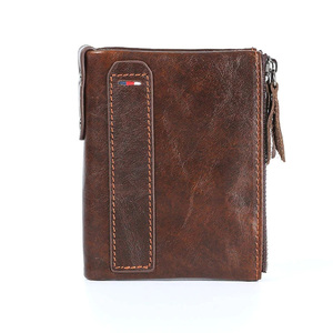 Dicihaya-portefeuille en cuir véritable pour hommes, porte-monnaie, protection pour pièces de monnaie, Double fermeture éclair, Design de marque, Vintage - Product Image 1