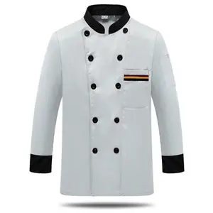 Long Sleeve Chef Clothes Uniform Restaurant Kitchen Cooking Chef Coat Waiter Work Jacket Professional Uniform Overalls Outfit