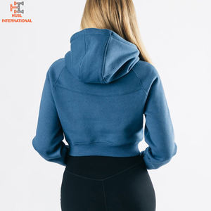 2024 femmes respirant sport Yoga porter à manches longues à capuche hauts courts avec Logo avant pour la saison d'hiver - Product Image 3