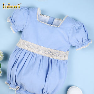 Conjunto de Mameluco Corto de Algodón Orgánico 100% con Encaje para Bebé Niña, Cierre de Botones a Presión, OEM ODM BB2471 para la Temporada de Primavera - Product Image 2