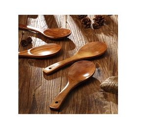 Cuillère de service en bois naturel, accessoires de cuisine, Long manche pour salade, cuillère à fourchette 1 pièce - Product Image 3